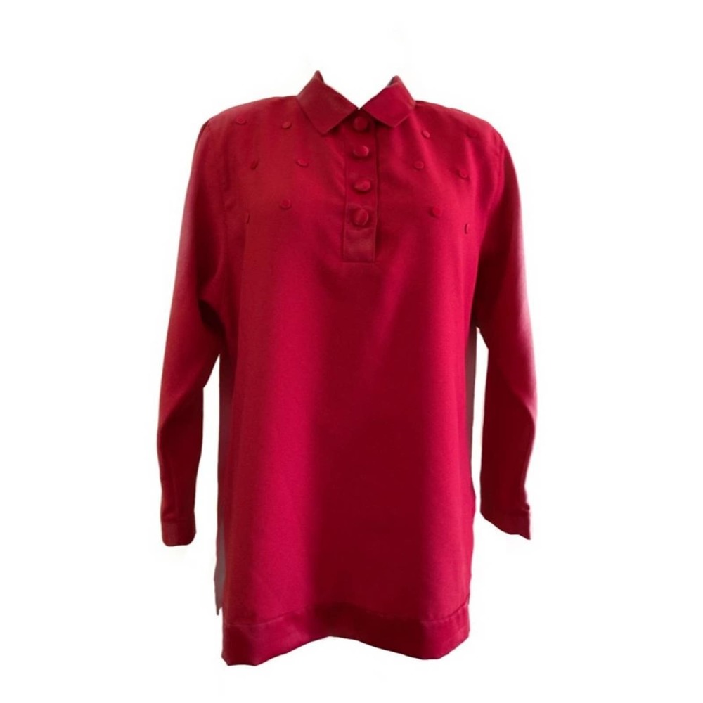 Vintage Red Long Sleeve Oversize Blouse